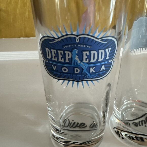 Two (2) Deep Eddy Bar Glasses 7.5” X 2” With Iconic Deep Eddy Girl - Picture 9 of 9